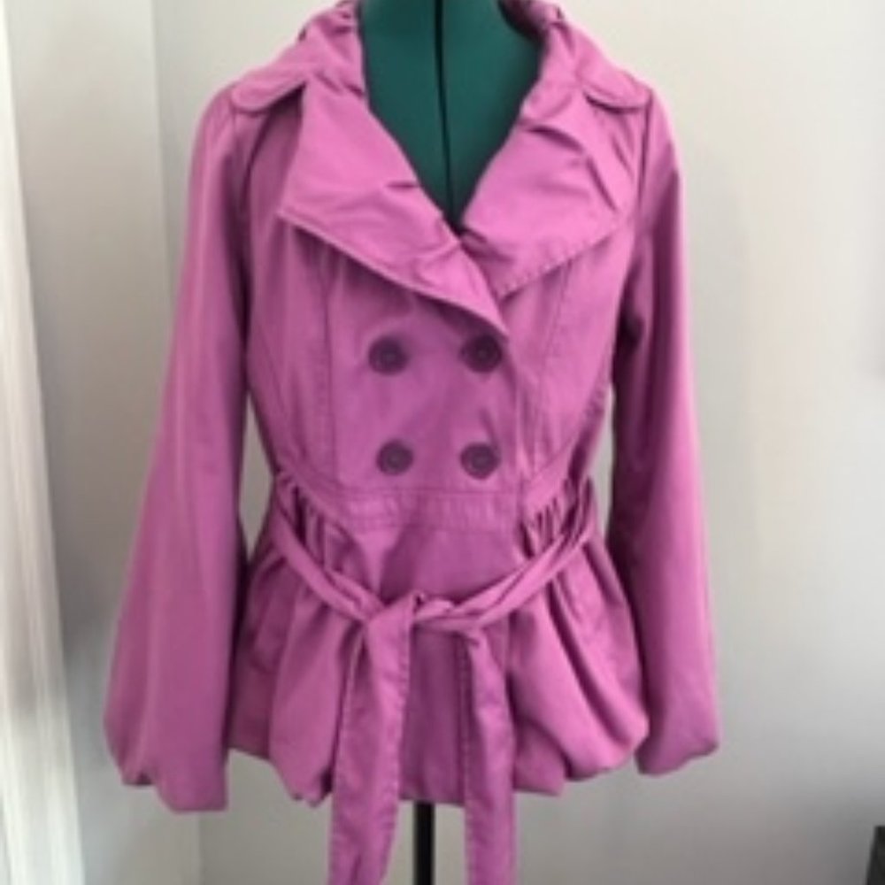 Trendy Violet Double-Breasted Hip-Length Bubble Jacket - Sz L